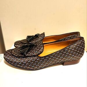 New J. Crew "Charlie" Jacquard Print Satin Uppers Tassel Loafers Sz.6 Ret $139